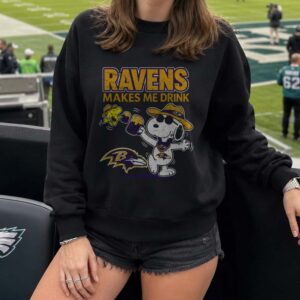 Snoopy Woodstock Baltimore Ravens Makes Me Drink Beer Tailgate T-Shirt