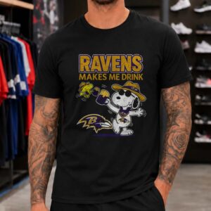 Snoopy Woodstock Baltimore Ravens Makes Me Drink Beer Tailgate T-Shirt