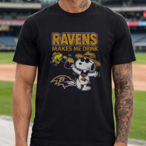 Snoopy Woodstock Baltimore Ravens Makes Me Drink Beer Tailgate T-Shirt