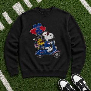 Snoopy Woodstock Valentine's Day Heart Balloon Love Bills Fan Buffalo Bills NFL T-Shirt