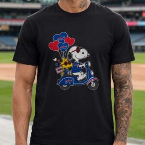 Snoopy Woodstock Valentine's Day Heart Balloon Love Bills Fan Buffalo Bills NFL T-Shirt