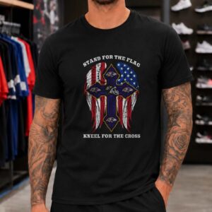Stand For The Flag Kneel For The Cross Christian Patriotic Baltimore Ravens NFL T-Shirt