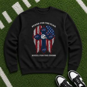 Stand For The Flag Kneel For The Cross Christian Patriotic Buffalo Bills Fan T-Shirt