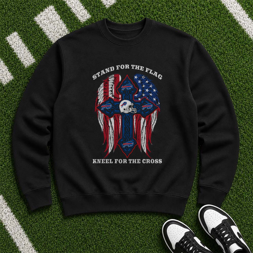 Stand For The Flag Kneel For The Cross Christian Patriotic Buffalo Bills Fan T-Shirt Stand For The Flag Kneel For The Cross Christian Patriotic Buffalo Bills Fan T-Shirt