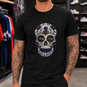 Sugar Skull Baltimore Ravens Day Of The Dead Dia De Los Muertos T-Shirt