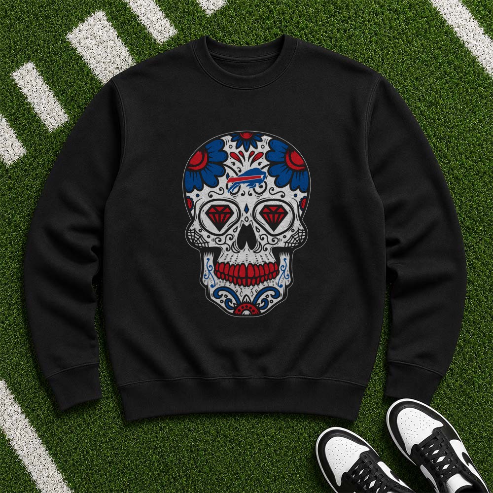 Sugar Skull Buffalo Bills Diamond Eyes Day Of Dead Dia De Muertos T-Shirt Sugar Skull Buffalo Bills Diamond Eyes Day Of Dead Dia De Muertos T-Shirt