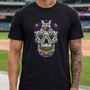 Sugar Skull Day Of The Dead Dia De Los Muertos Latino Fan Baltimore Ravens NFL T-Shirt