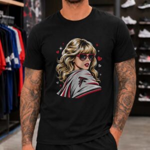 Swiftie Atlanta Falcons Fan Blonde Heart Sunglasses Football T-Shirt