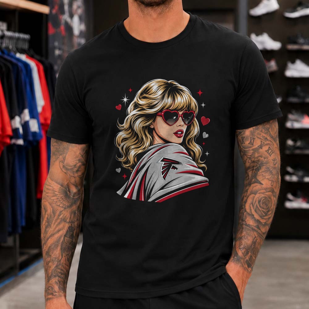 Swiftie Atlanta Falcons Fan Blonde Heart Sunglasses Football T-Shirt Swiftie Atlanta Falcons Fan Blonde Heart Sunglasses Football T-Shirt
