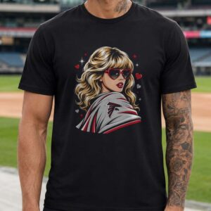 Swiftie Atlanta Falcons Fan Blonde Heart Sunglasses Football T-Shirt