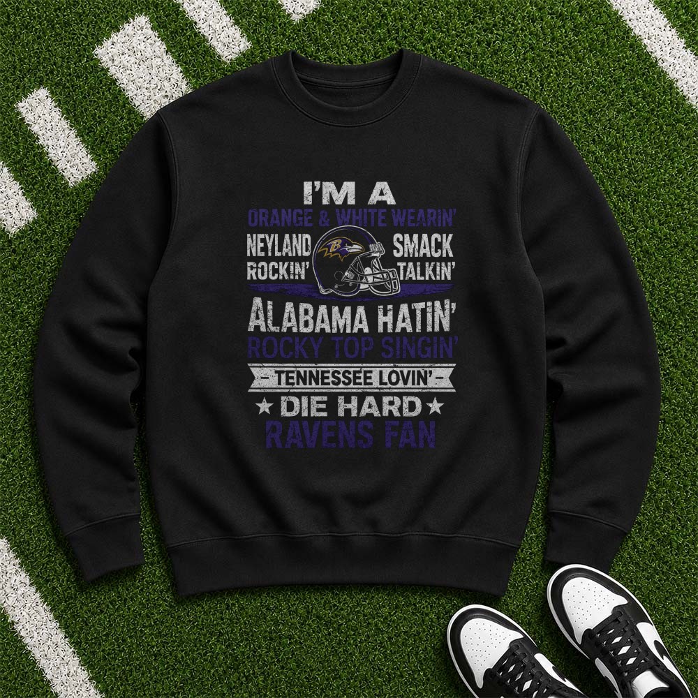 Tennessee Lovin Alabama Hatin Die Hard Baltimore Ravens Fan T-Shirt Tennessee Lovin Alabama Hatin Die Hard Baltimore Ravens Fan T-Shirt