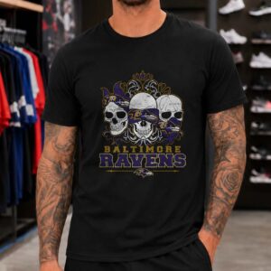 Three Skulls Badass Baltimore Ravens Fan T-Shirt