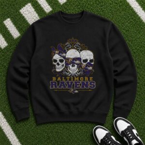 Three Skulls Badass Baltimore Ravens Fan T-Shirt