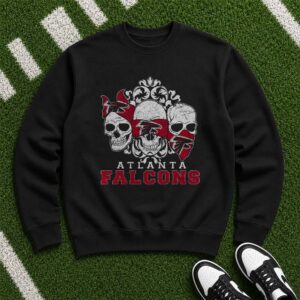 Three Skulls Bandana Gangster Style Atlanta Falcons NFL Fan T-Shirt