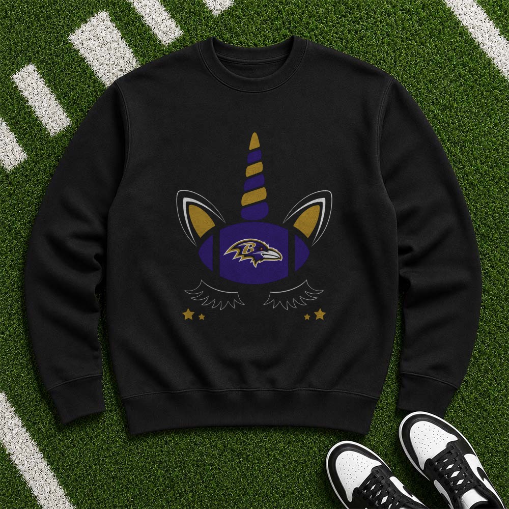 Unicorn Football Cute Women Girls Fan Baltimore Ravens NFL T-Shirt Unicorn Football Cute Women Girls Fan Baltimore Ravens NFL T-Shirt