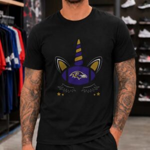 Unicorn Football Cute Women Girls Fan Baltimore Ravens NFL T-Shirt