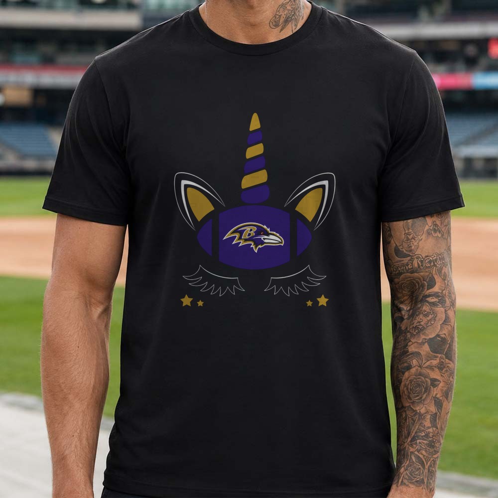 Unicorn Football Cute Women Girls Fan Baltimore Ravens NFL T-Shirt Unicorn Football Cute Women Girls Fan Baltimore Ravens NFL T-Shirt